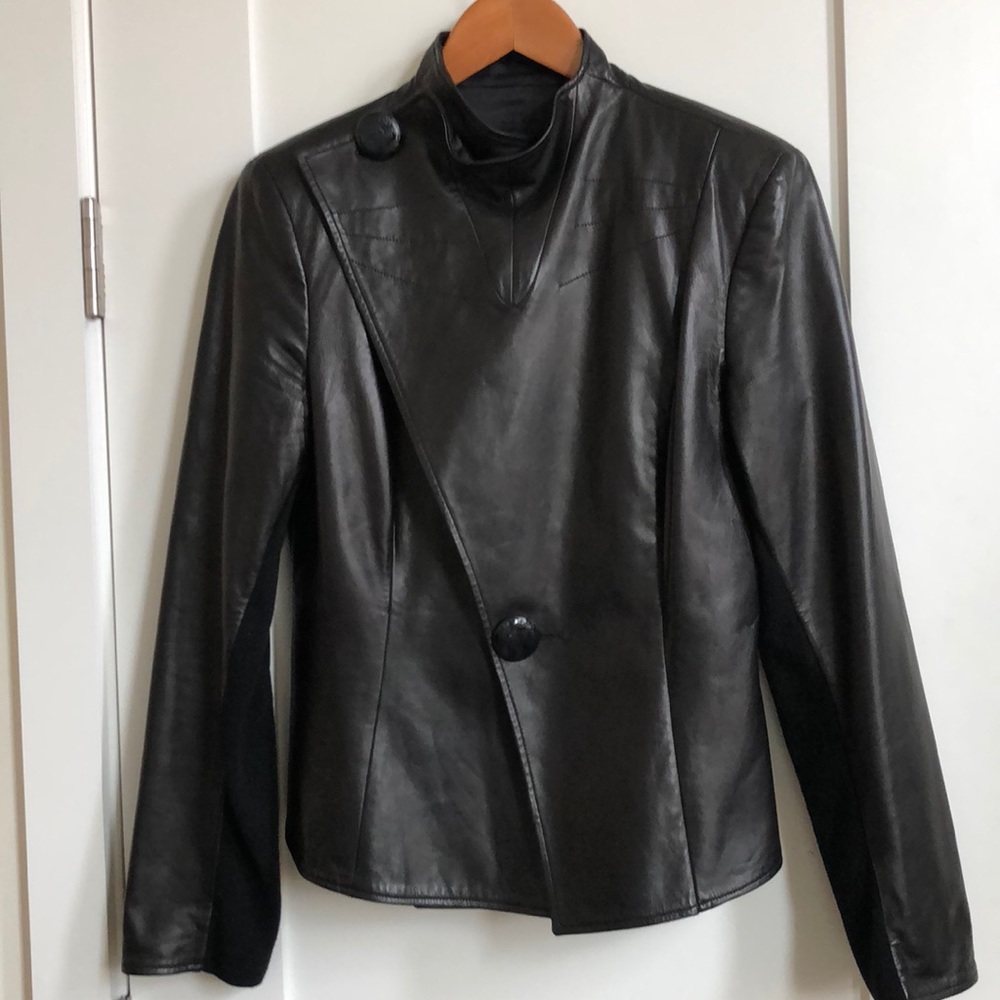 Georgio Armani Borgo 21 Black Leather Moto Jacket